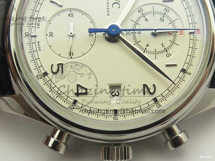 MIROTIME 0822 Portugieser Chrono  42 IW390403 ZF 1:1 Best Edition White Dial Blue Hand on Black Leather Strap A WellDesigned 7190